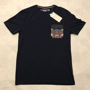 Nomad dark blue T shirt w/ multi color pocket‎ small nwt